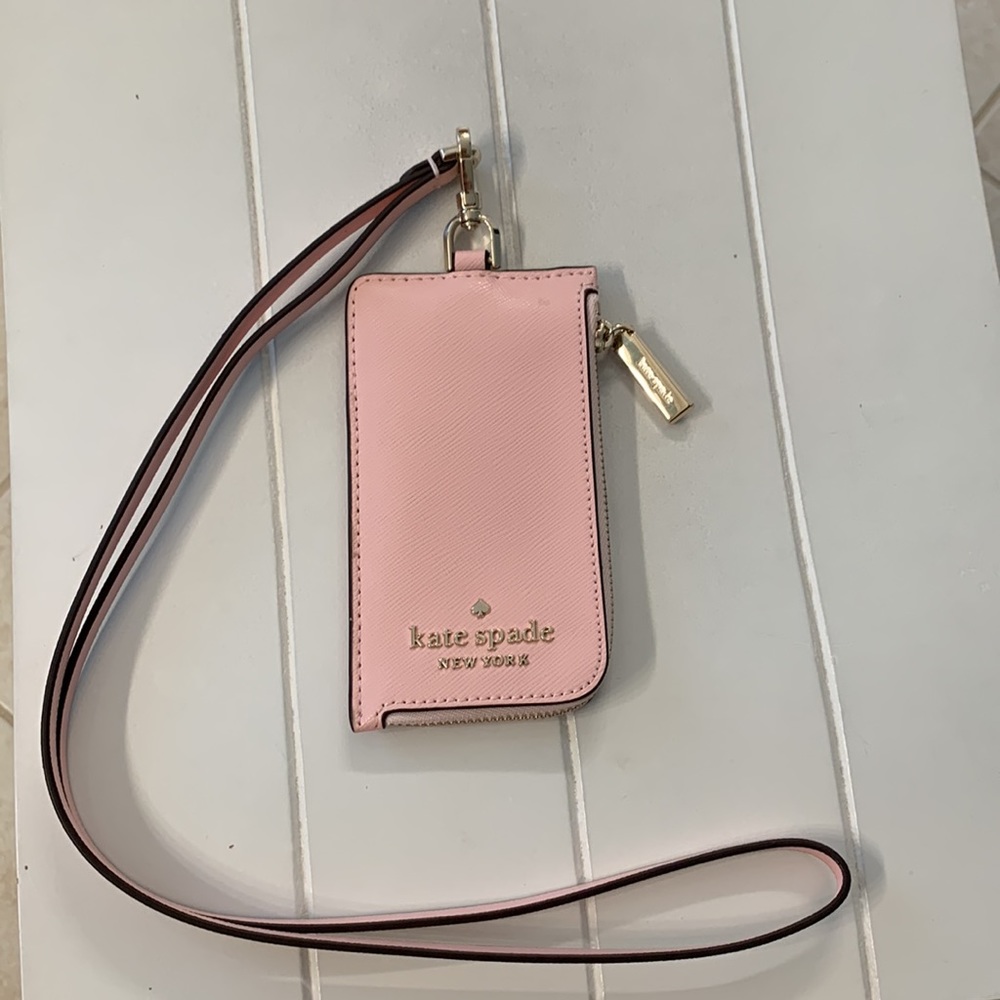 Kate Spade Staci Lanyard in Saffiano Leather color Chalk Pink (Baby Pink). NWT - Picture 11 of 14